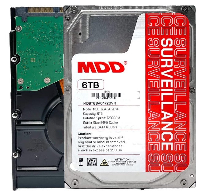 DISCO DURO HDD 3.5-MDD -MDD6TSATA6472DVR- 6TB 7200RPM 64MB caché SATA 6.0Gb-s 3.5inch disco duro de vigilancia interna