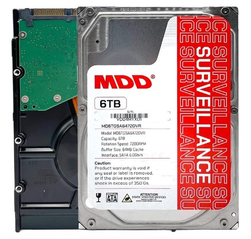 [MDD6TSATA] DISCO DURO HDD 3.5-MDD -MDD6TSATA6472DVR- 6TB 7200RPM 64MB caché SATA 6.0Gb-s 3.5inch disco duro de vigilancia interna